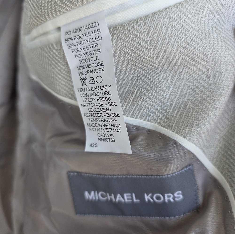 $295 Michael Kors Men Classic Fit Herringbone Woven Sport Coat Sz 42S NWT Career - Picture 14 of 14